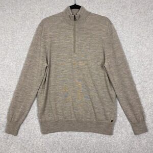Bogner Sweater Mens XL Brown Wool 1/4 Zip Pullover